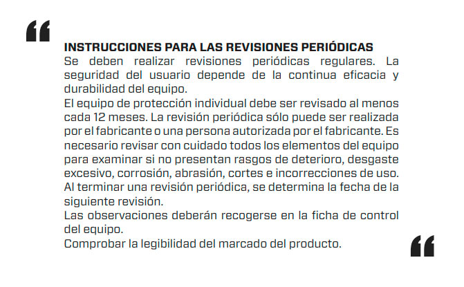 Revisiones periódicas de los EPI para trabajos en altura